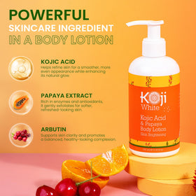 Koji White lotion texture close-up highlighting smooth absorption