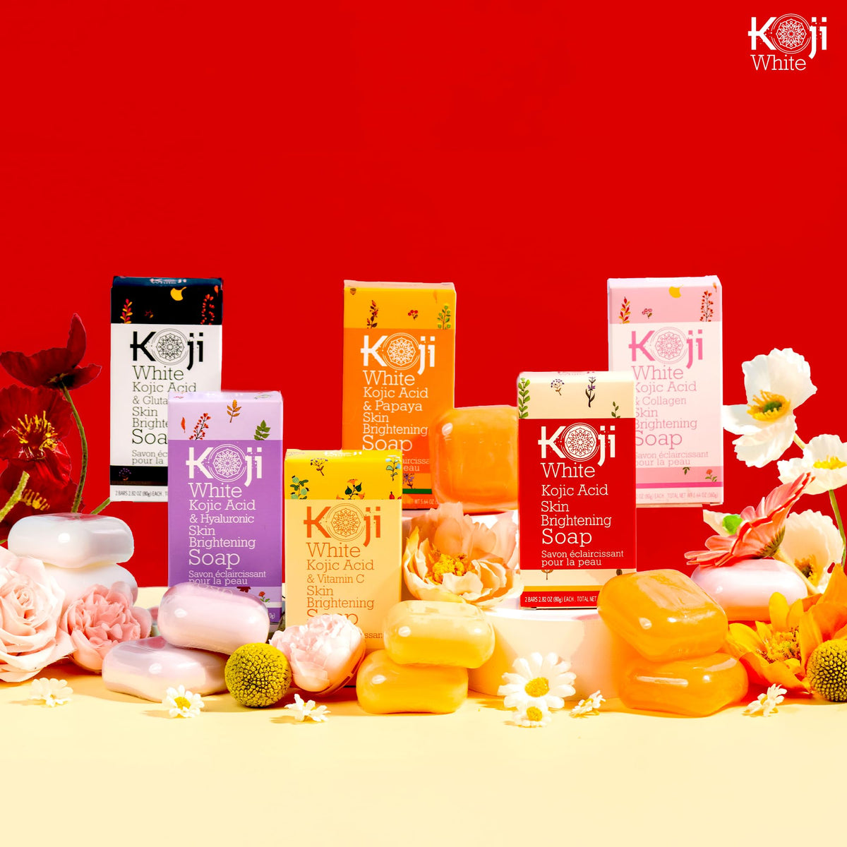 Koji White two bars laid out to show full 2-pack presentation and value