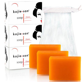 Kojie San front packaging shows three bars and benefits