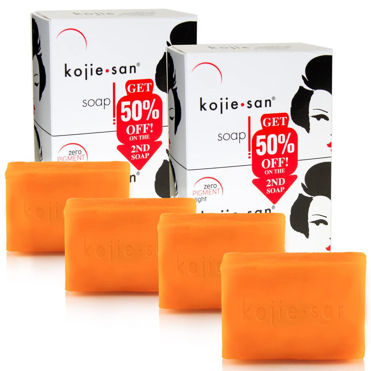 Kojie San front packaging showing four bars and benefits