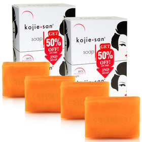 Kojie San front packaging showing four bars and benefits