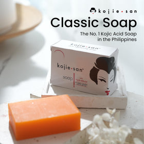 Kojie San foamy texture on palm demonstrating rich lather and gentle cleanse