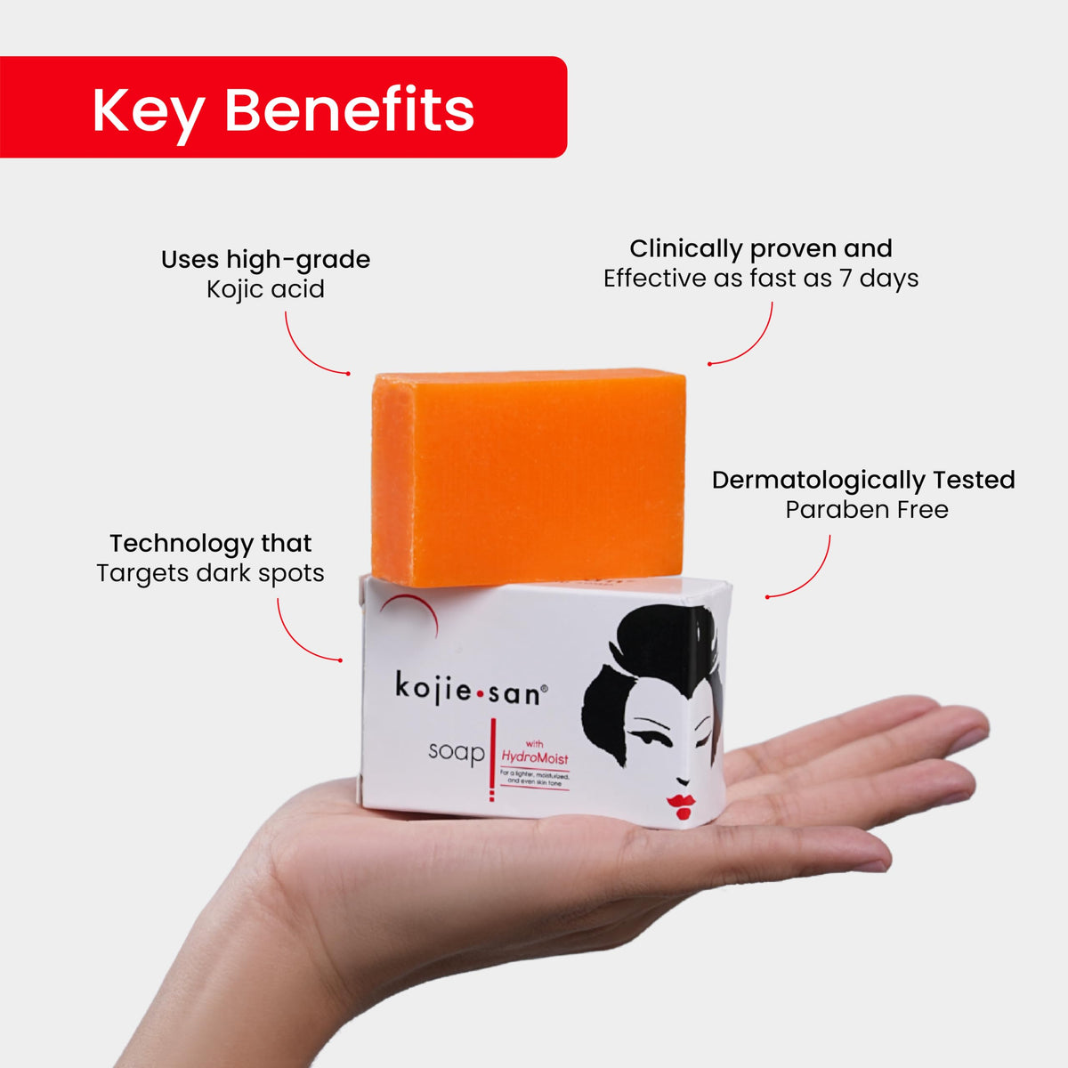 Kojie San usage on face demo showing gentle massage for even skin tone