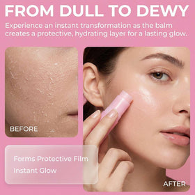 Kojxou balm on lips demonstrating plumping effect and lasting moisture