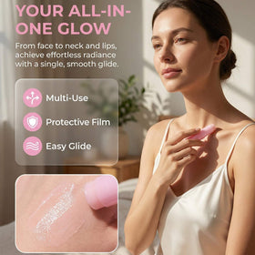 Kojxou balm traced along neck to show smoothing and hydrating benefits
