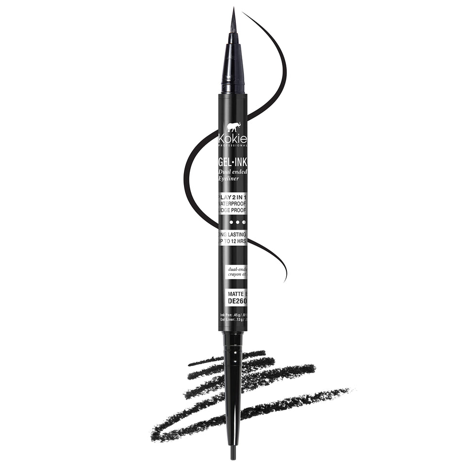 kokie dual-ended eyeliner front view showing compact design and convenience