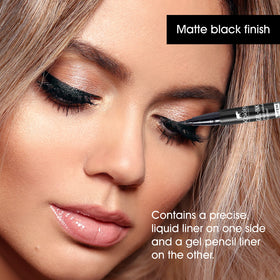 kokie matte-black swatches on skin showing intense pigment and matte finish
