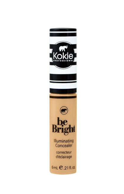 Kokie front packaging of medium beige concealer, shows shade and blending ease