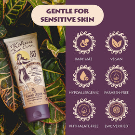 Kokua Sun Care label ingredient list highlighting natural Hawaiian oils