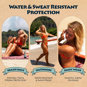 Kokua Sun Care rubbed into arm showing water-resistant coverage for active use