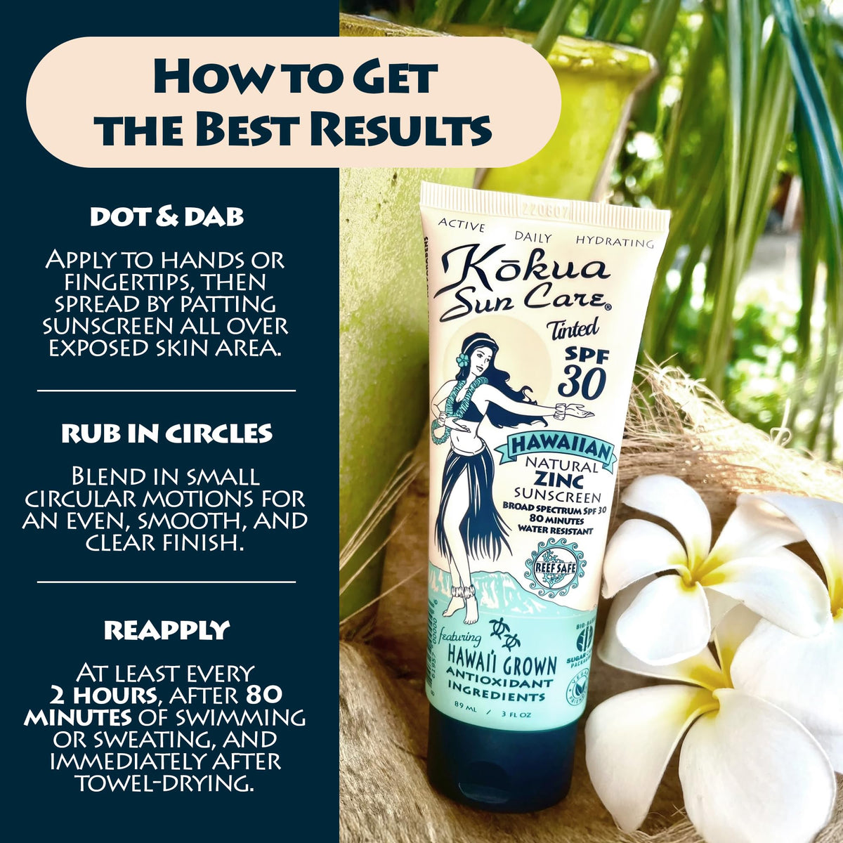 Kokua Sun Care on a beach towel portraying reef-safe wear during water activities