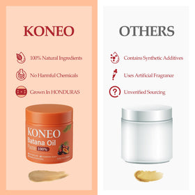 Hands warming KONEO Batana paste to melt texture for smooth application and even coverage