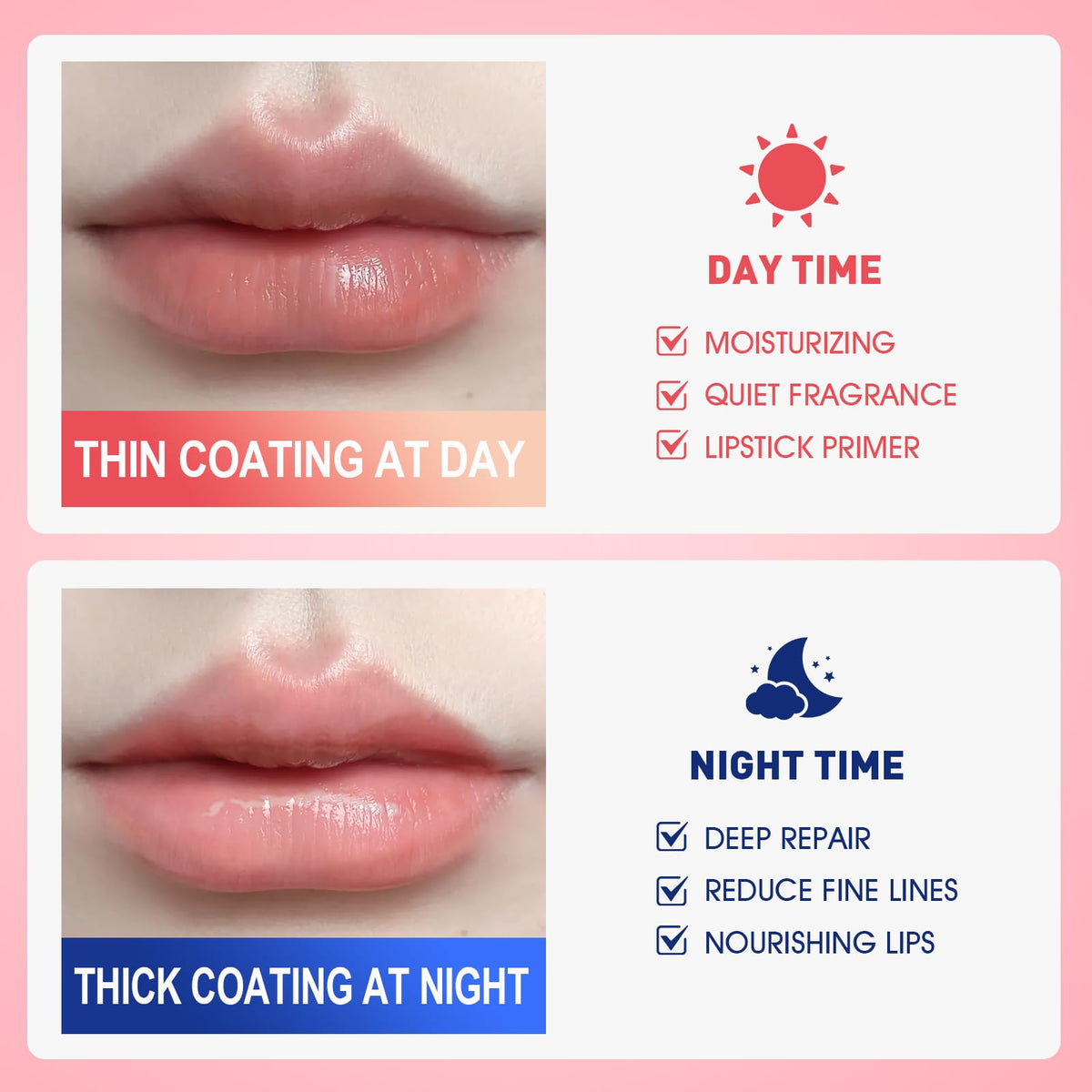 KONEUK applied to lips displaying smooth finish and overnight hydration benefit