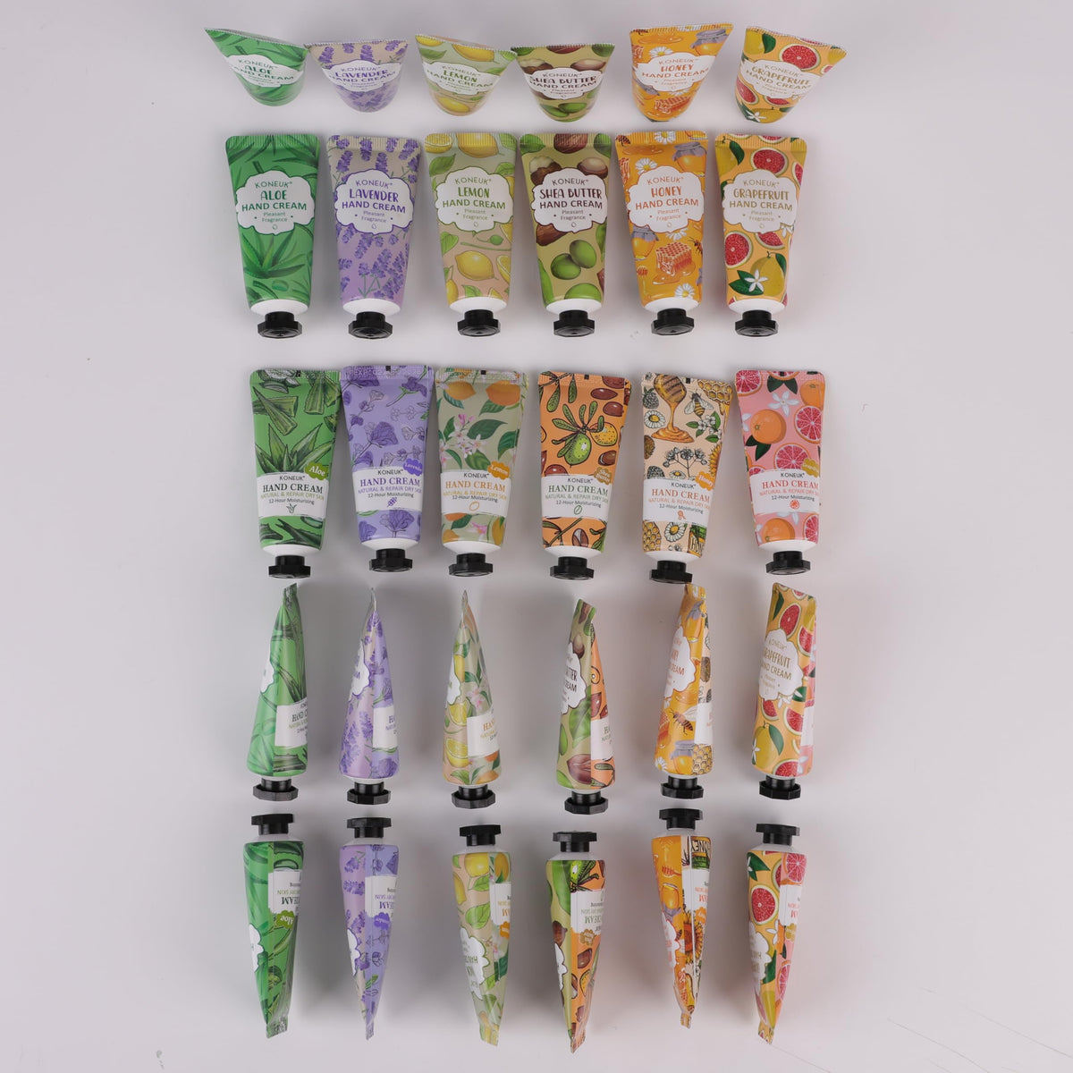 KONEUK colorful assortment indicating six scents and visually appealing variety