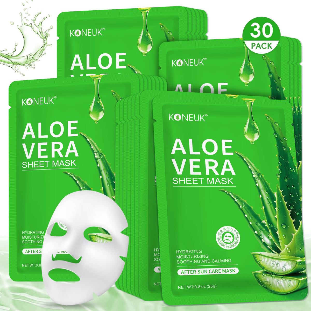 KONEUK front packaging showing 30 pack and aloe benefit