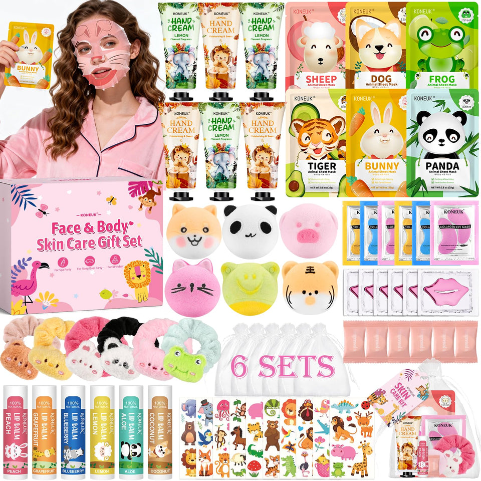 KONEUK front packaging showing full 70PCS spa kit, ready-to-gift