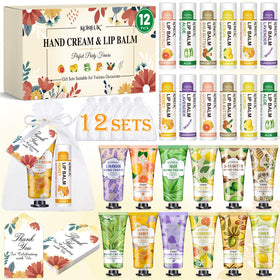 KONEUK front packaging showing 12-piece hand cream and lip balm set for gifting