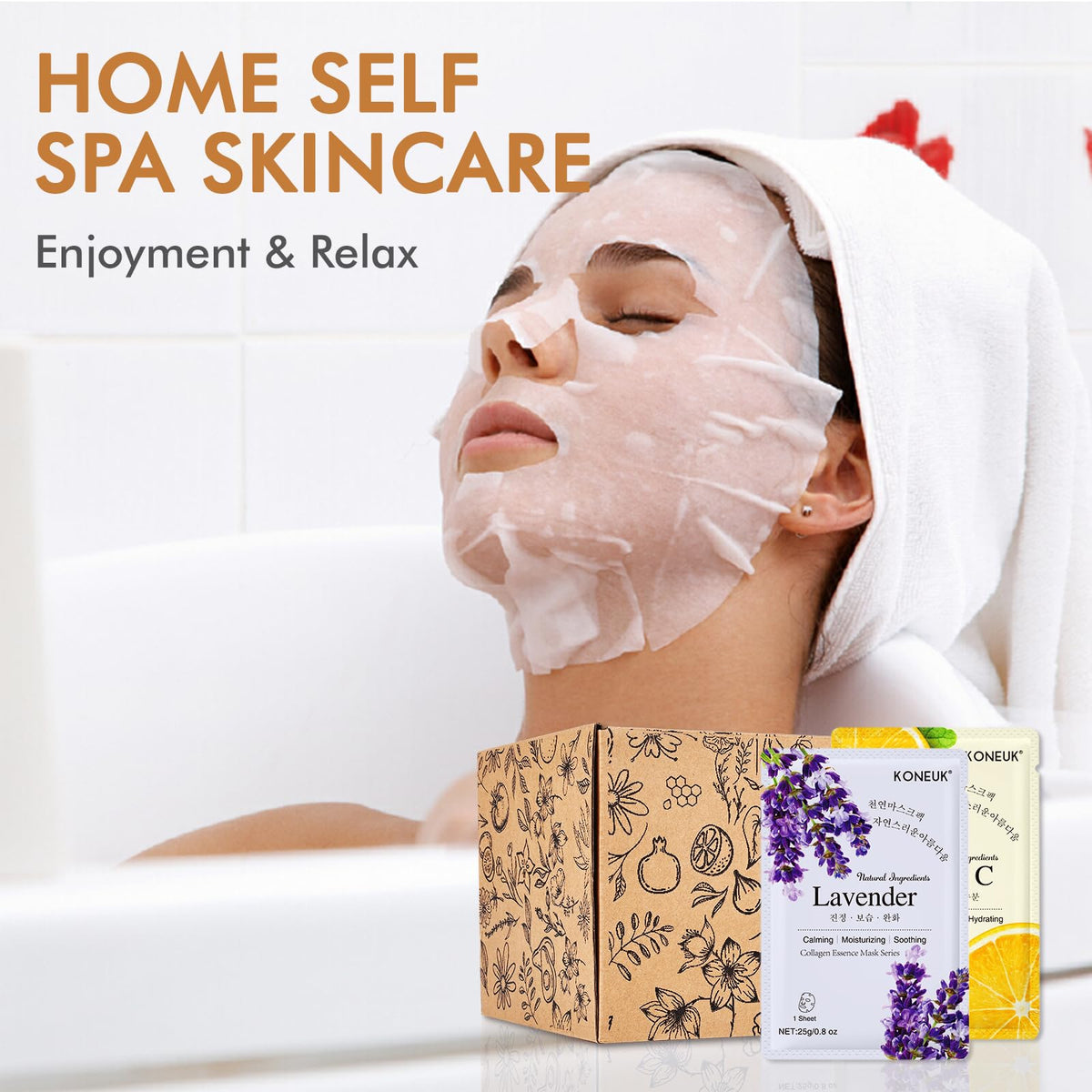 KONEUK masks styled in a gift basket, presents idea for gifting and spa sets