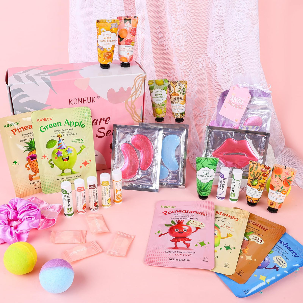 KONEUK silk headband with skincare card in lifestyle setting for polished presentation