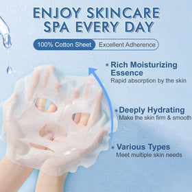 KONEUK model applying sheet mask to face for instant hydration benefit