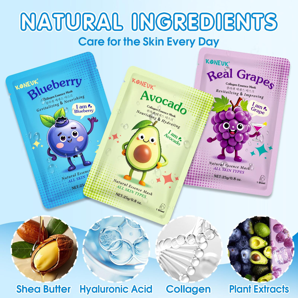 KONEUK mask applied on a teen showing even coverage and hydration