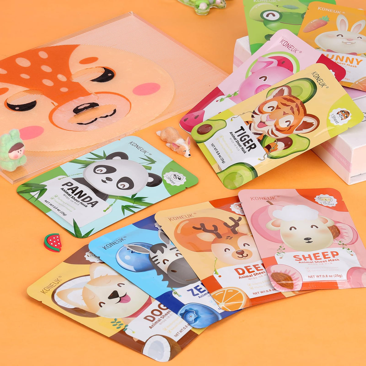 KONEUK masks arranged as party favors for a sleepover or birthday
