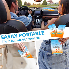 KONEUK size comparison with coin showing compact 0.19 oz sachet portability