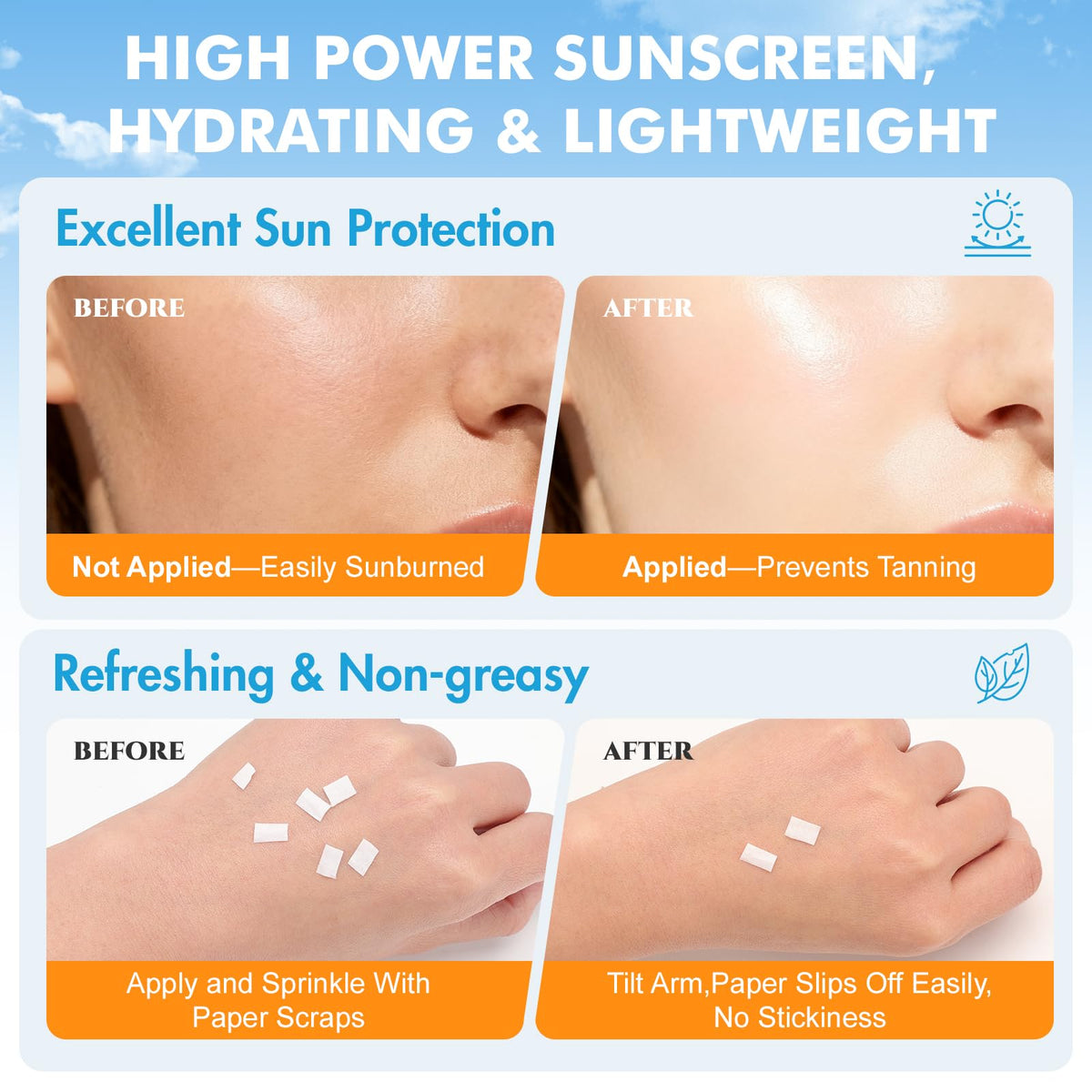 KONEUK sunscreen packet being applied to hand demonstrating quick on-the-go use