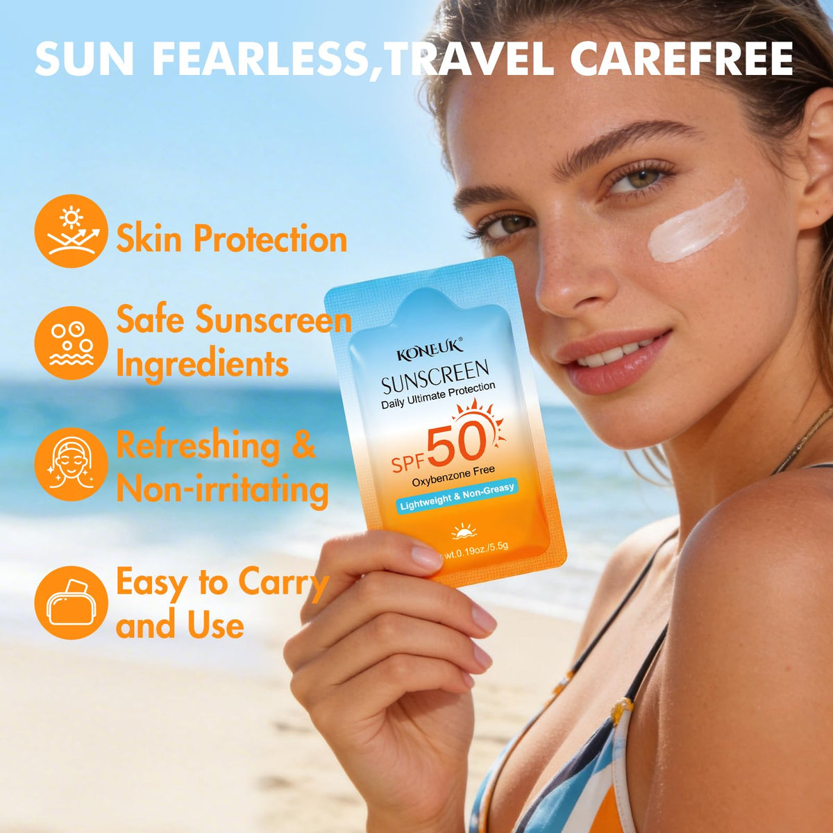 KONEUK lightweight sunscreen texture spread on skin showing smooth, non-greasy finish