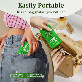 KONEUK sachets inside travel pouch for on-the-go skin care convenience