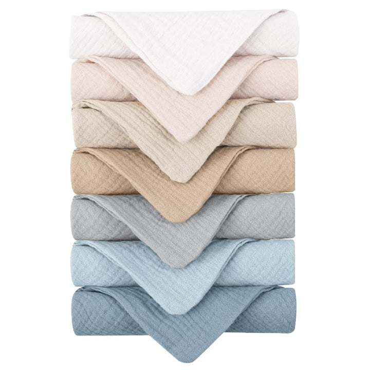 Konssy front view of 7-pack face wash cloths showing neat stack and packaging, ideal for daily use