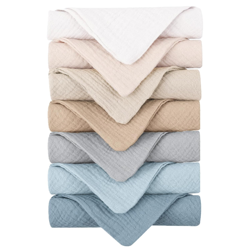 Konssy front view of 7-pack face wash cloths showing neat stack and packaging, ideal for daily use