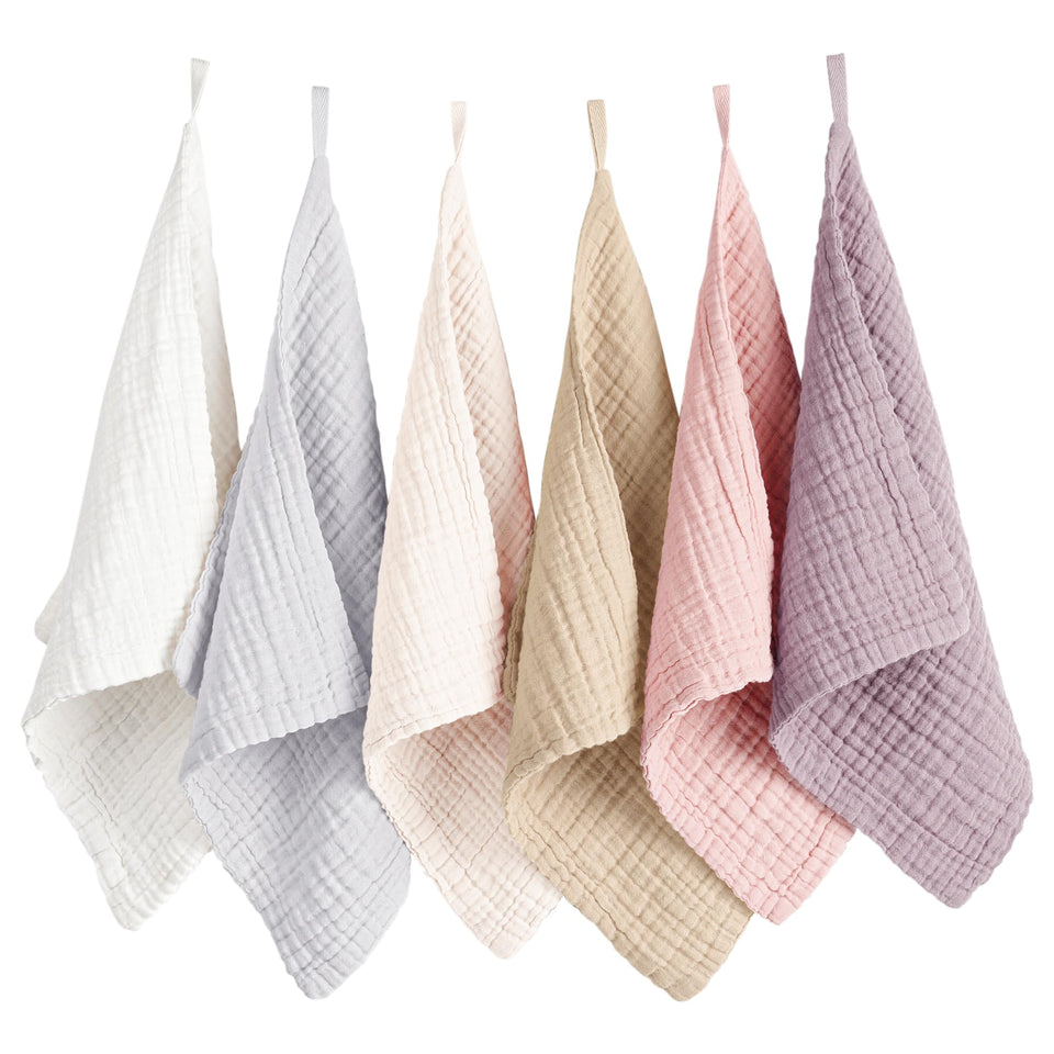 Konssy front packaging showing six muted color face cloths and benefits