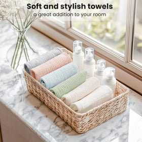 Konssy washcloths inside travel bag showing portability and gym convenience