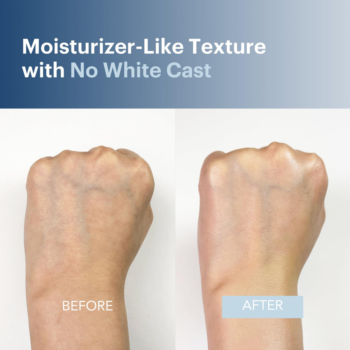 KOOLSOL applied on hand to show quick-absorbing, invisible coverage benefit