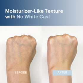KOOLSOL applied on hand to show quick-absorbing, invisible coverage benefit