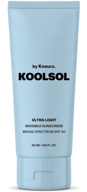 KOOLSOL front packaging showing SPF 50 and travel-safe 50mL convenience