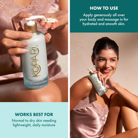 Kopari applied on forearm before and after, displays visible smoothing benefit