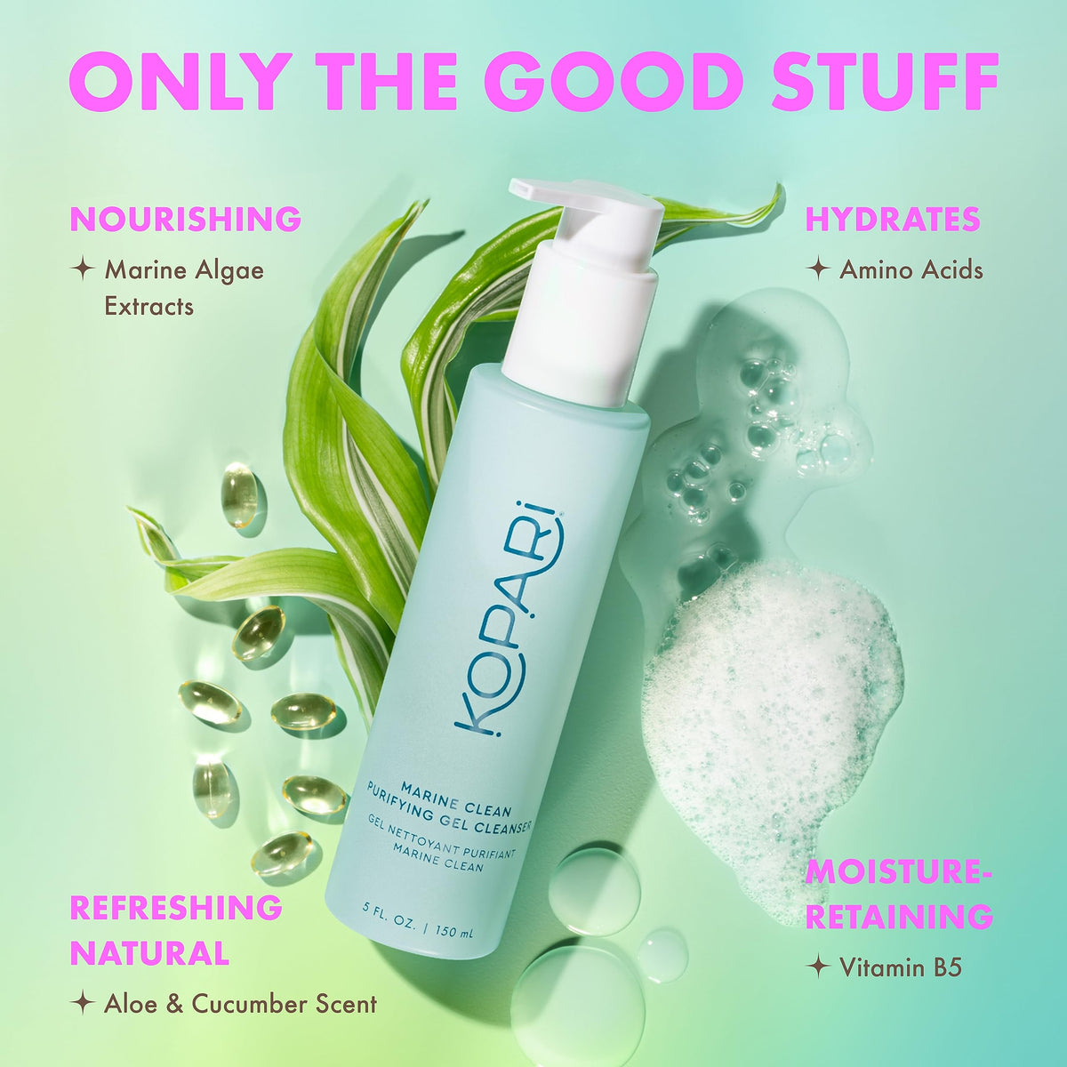 Kopari foaming action in palm demonstrating effective makeup removal