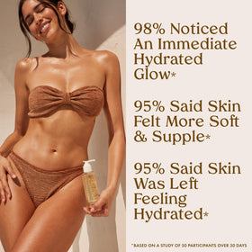 Kopari oil applied on arm illustrating instant hydration and radiant glow benefit