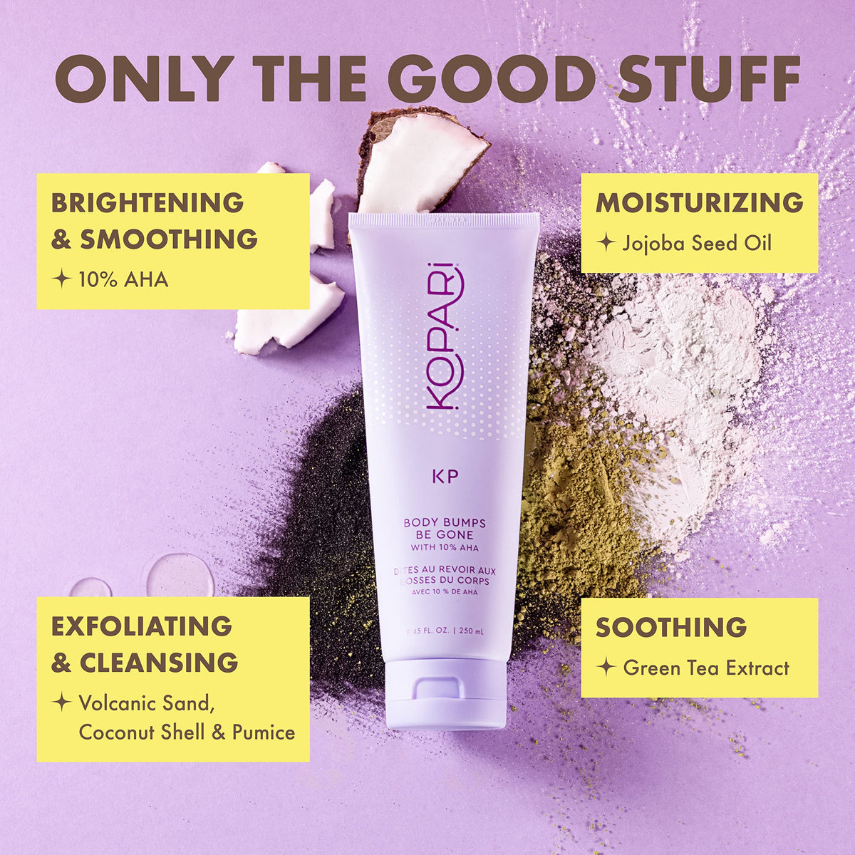 Kopari applied to hand demonstrating gentle exfoliation and skin smoothing