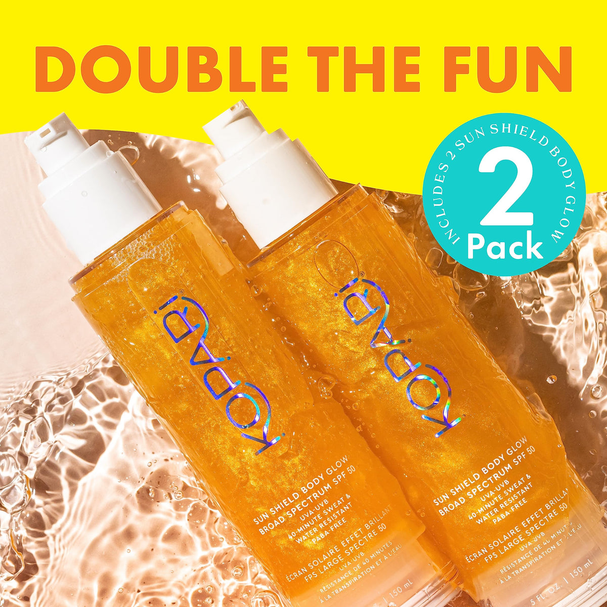 Kopari product in beach setting evoking tropical scent and sun-ready radiance
