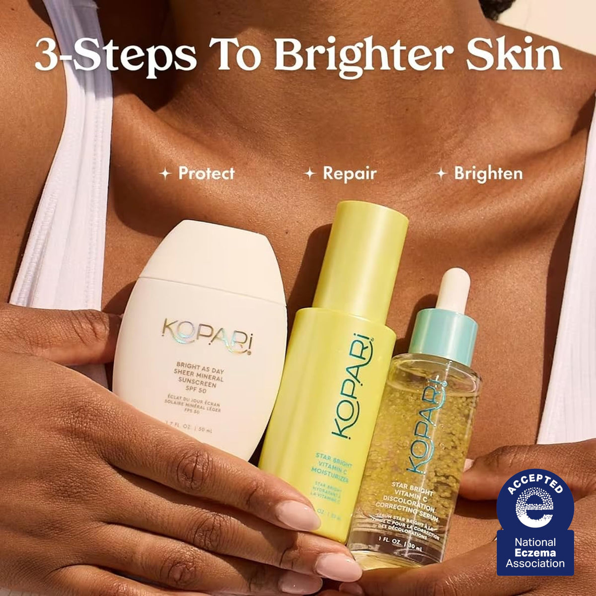 Kopari sunscreen in sunlit bathroom setting suggesting everyday morning routine