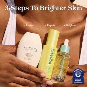 Kopari sunscreen in sunlit bathroom setting suggesting everyday morning routine