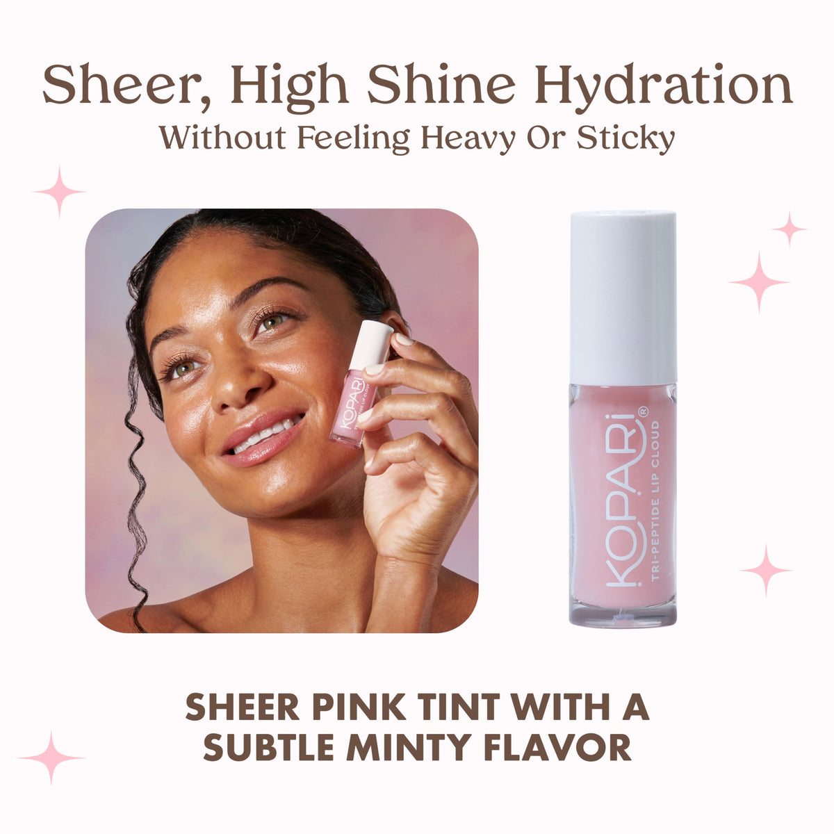 Kopari Lip Cloud applied on lips demonstrating visible hydration benefit