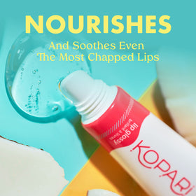 Kopari lip gloss applicator wand detail displaying smooth doe-foot for precise application