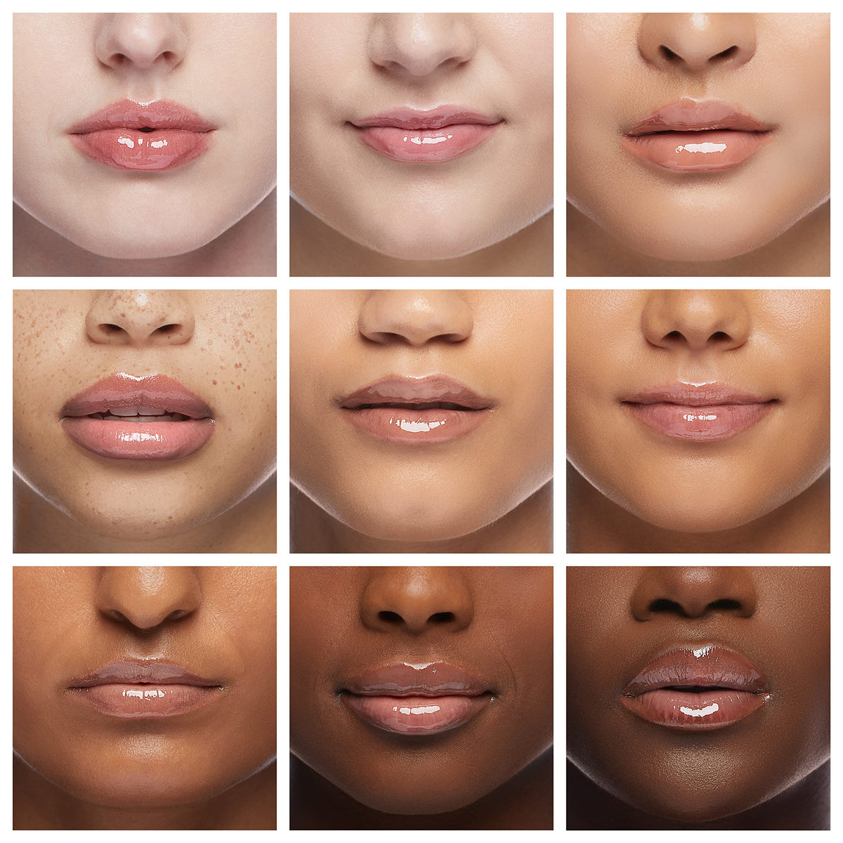Kopari lip gloss on model subtle shine demonstration for natural hydrated-looking lips
