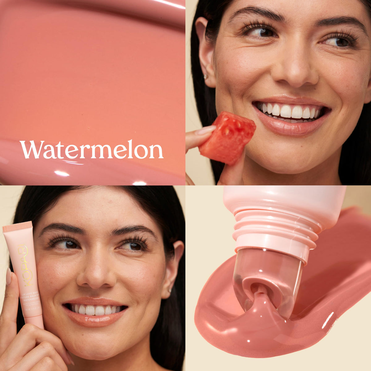 Kopari close-up of watermelon tint demonstrating sheer color payoff