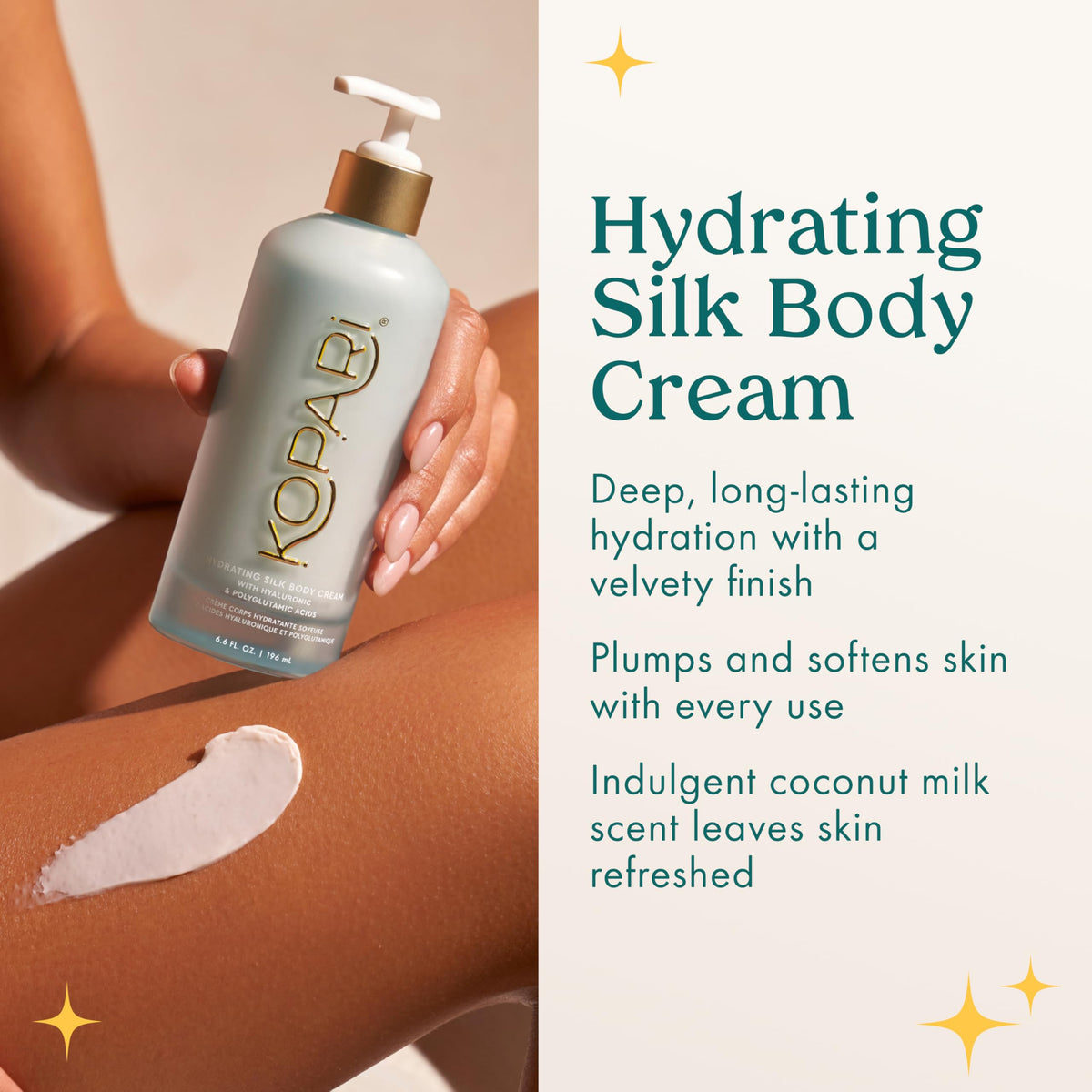 Kopari open jar top-down view of cream surface, indicates rich moisturization