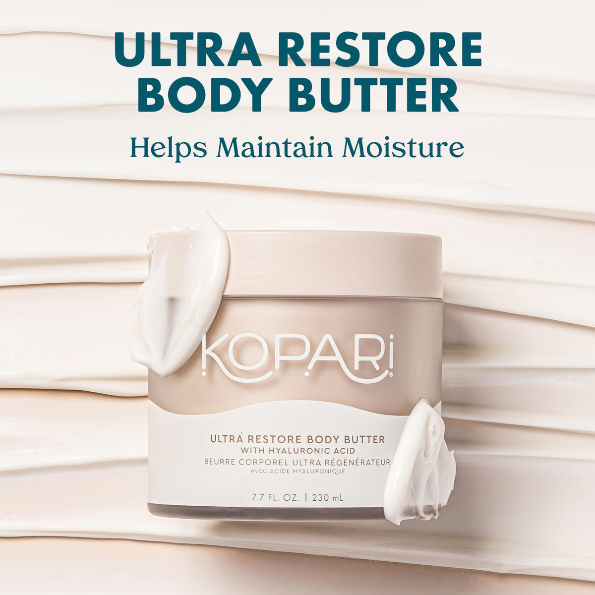 Kopari open jar with whipped body butter texture for easy application benefit